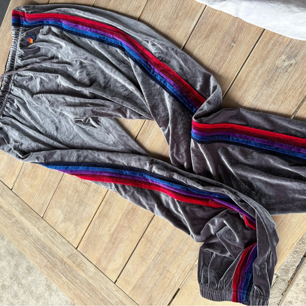 Aviator Nation Velour Joggers w/ Stripes